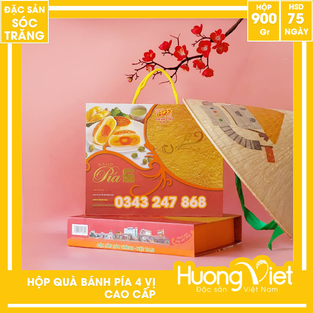 Hộp quà bánh pía 6 sao 4 vị Tân Huê Viên Hộp quà bánh pía 6 sao 4 vị Tân Huê Viên