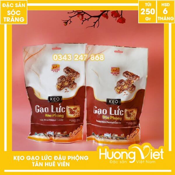 Kẹo gạo lức đậu phộng Tân Huê Viên 250gr