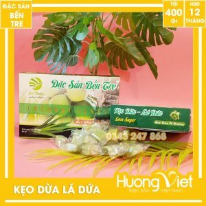 Kẹo dừa lá dứa cao cấp ít đường Du Thảo 400gr